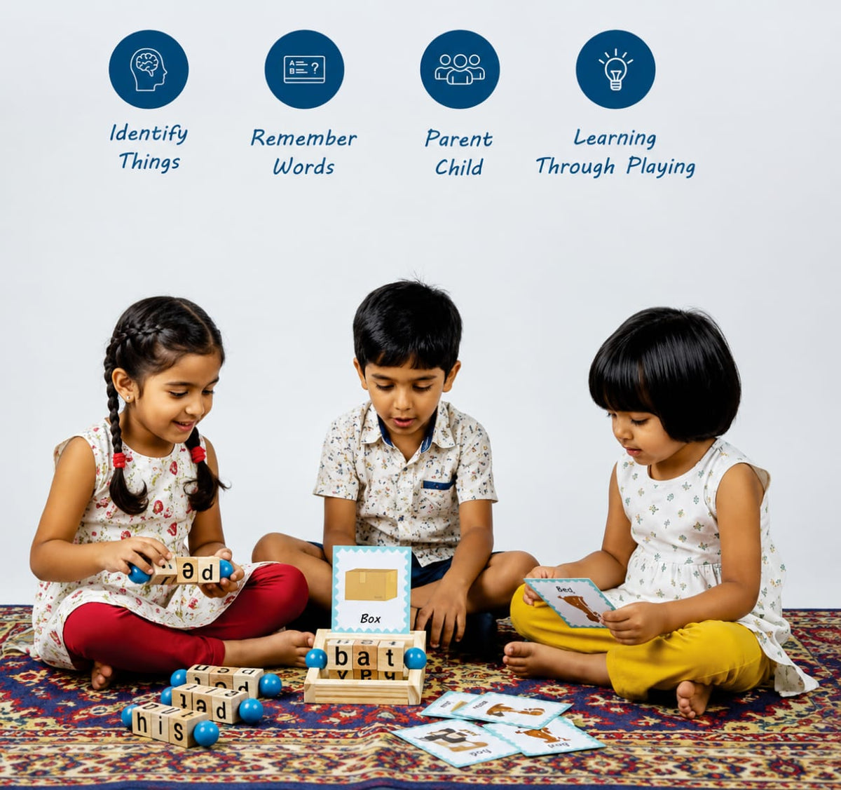 Wooden Spelling Blocks For Kids Learn,Play&Grow