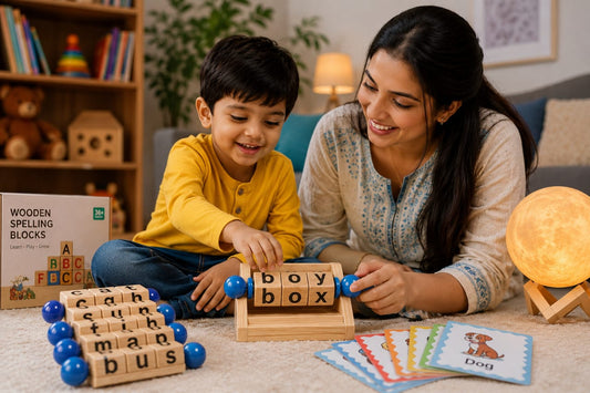 Wooden Spelling Blocks For Kids Learn,Play&Grow