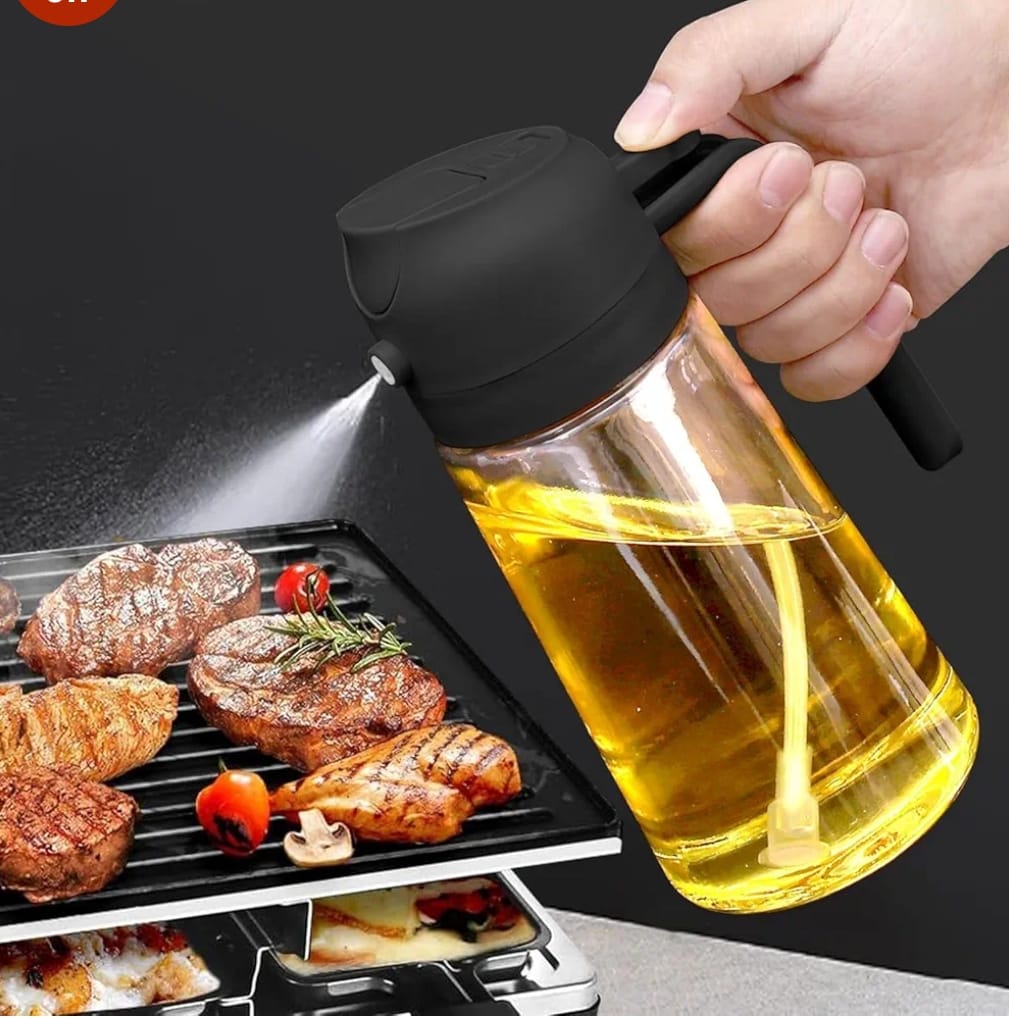 2-in-1 Oil Sprayer & Dispenser, 500ml, Black, Pack of 1