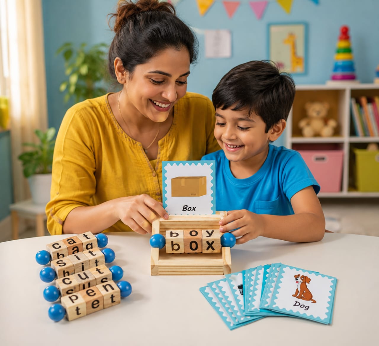 Wooden Spelling Blocks For Kids Learn,Play&Grow
