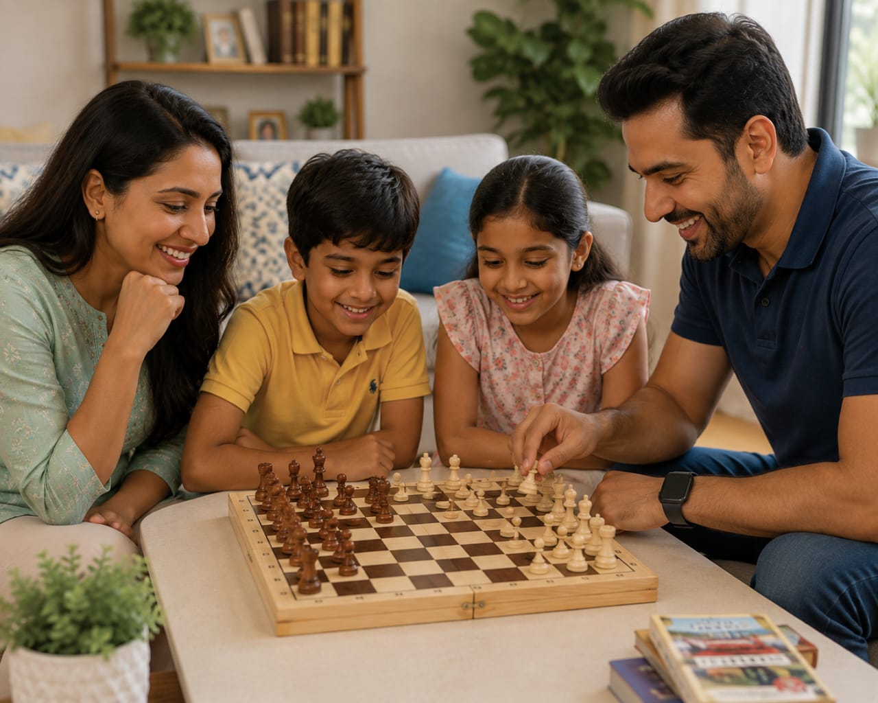 Beebox Foldable Fast Sling Game with Chess 2-in-1 Wooden Family Strategy & Skill Toy for Kids
